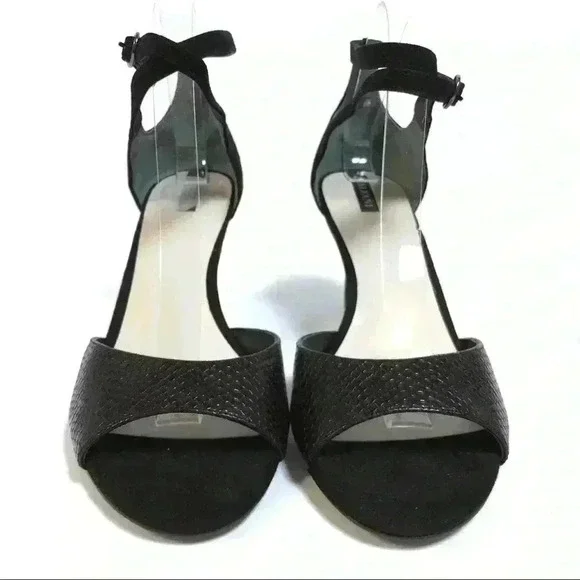 NEW Alfani Womens 9.5 Galeah Heels Black Peep Toe - Picture 3 of 9